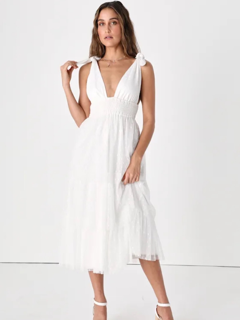 Lulus White Tie-Shoulder Midi Dress - Women's Elegant Summer Dress